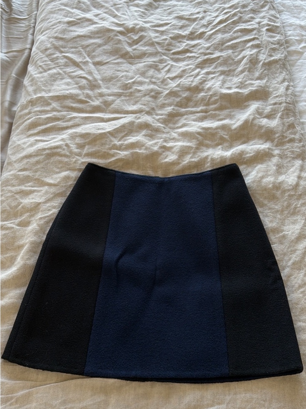 Club Monaco Navy and Black Panel A-Line Mini Skirt